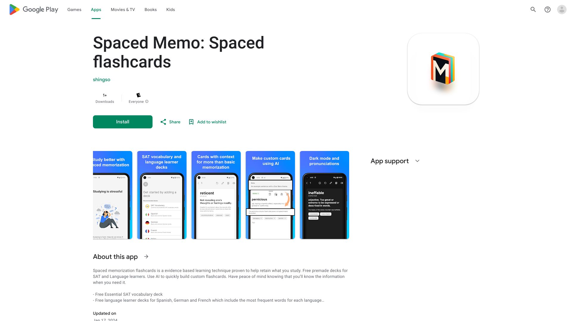 Spaced Memo: Spaced flashcards