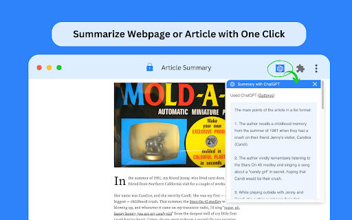 ChatGPT with Article Summary Generator - 谷歌插件