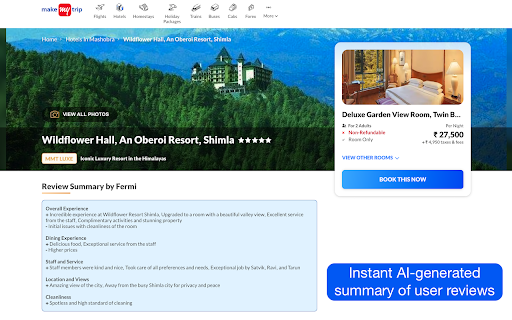 Fermi - Summarise Reviews on MakeMyTrip - 谷歌插件