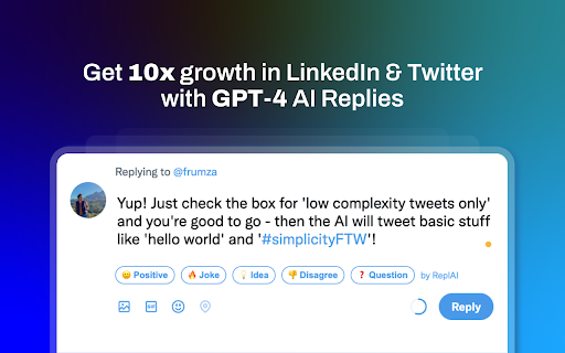 Replai – AI Replies for Twitter & LinkedIn - 谷歌插件