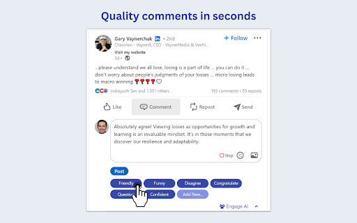 Use ChatGPT to write insightful LinkedIn ™ comments - 谷歌插件