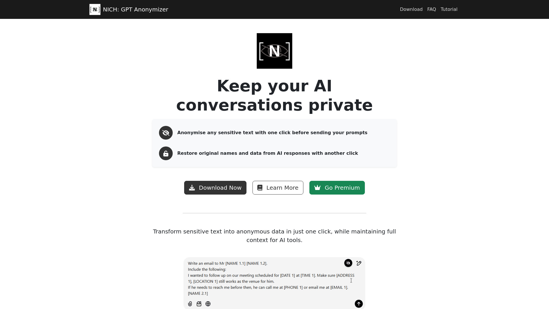 NICH: GPT Anonymizer