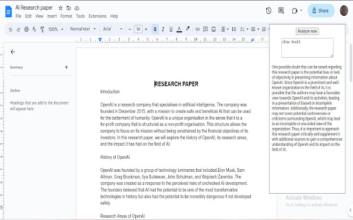 Google Documents Analyzer Extension - 谷歌插件