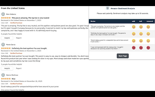 Amazon Review Sentiment Analyzer Extension - 谷歌插件