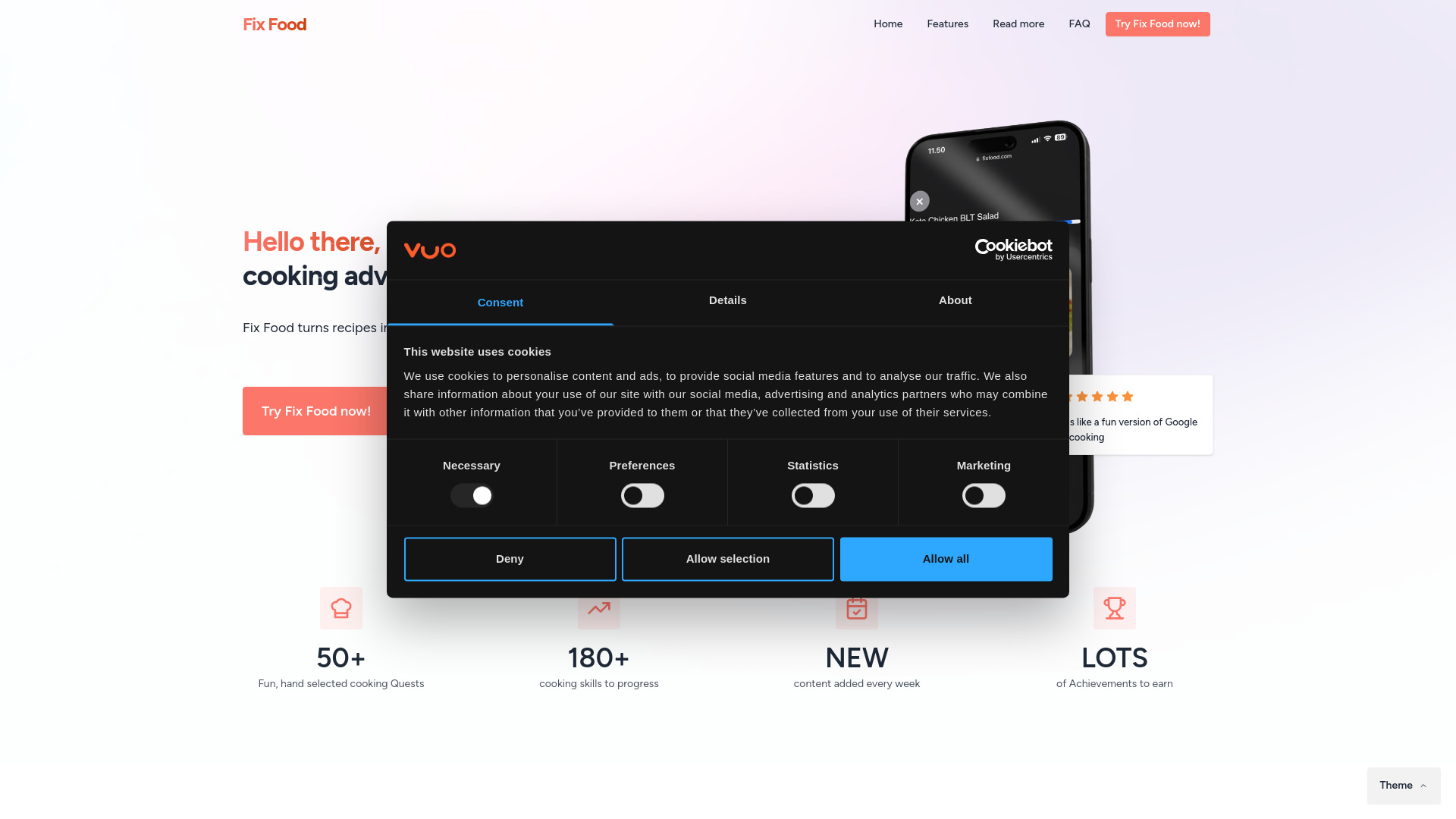 Mobile app landing page