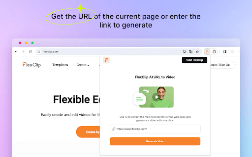 FlexClip AI URL to Video - 谷歌插件
