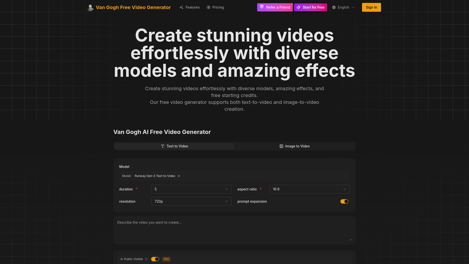 Van Gogh Free Video Generator