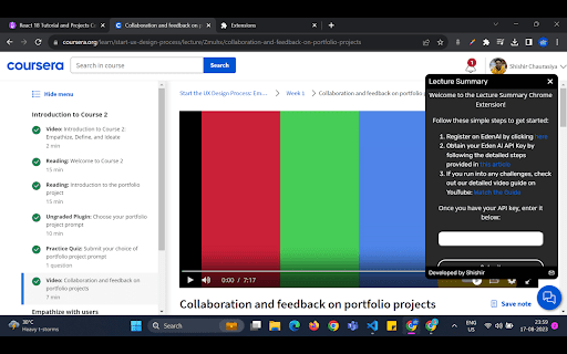 Lecture Summary: YouTube, Udemy And Coursera - 谷歌插件