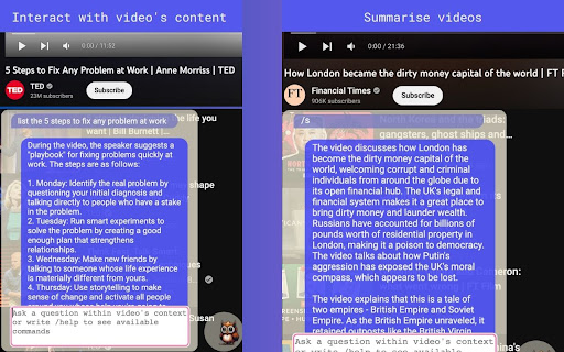 Interact with YouTube videos through AI - 谷歌插件