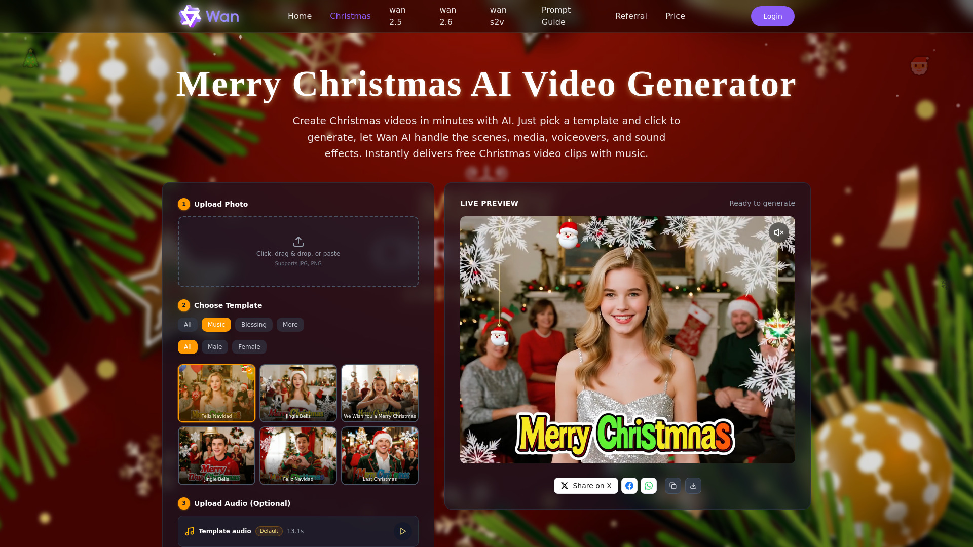 Merry Christmas AI video generator