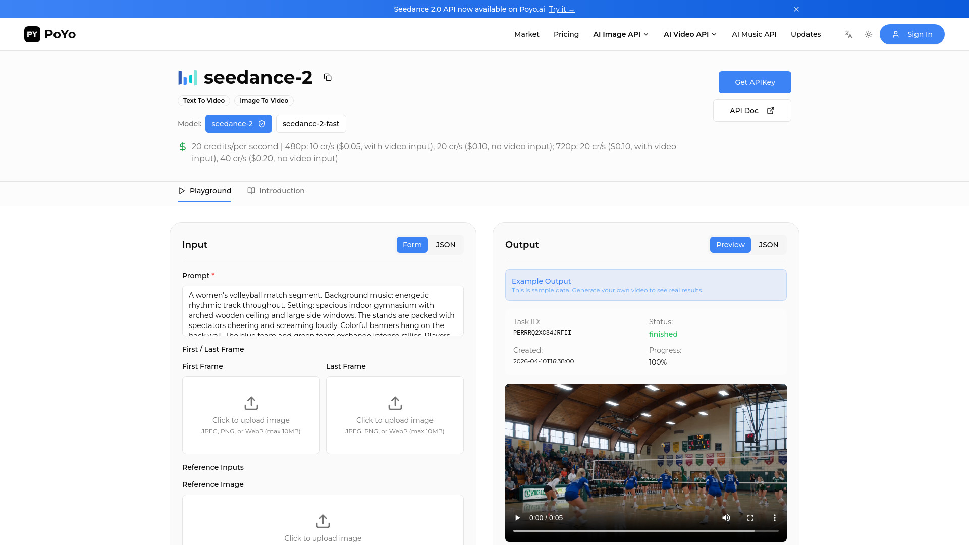Seedance 2 API - Poyo.ai