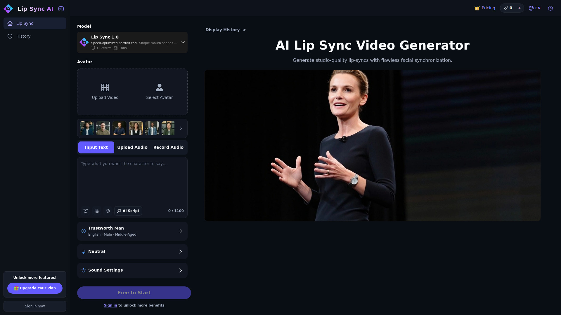 Lip Sync AI Video Generator