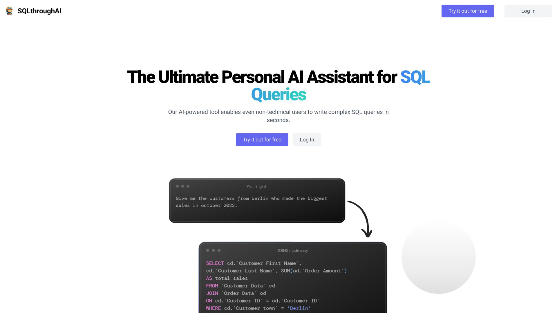 SQLtroughAI