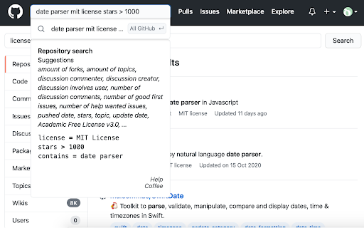 GitHub Natural Advanced Search - 谷歌插件