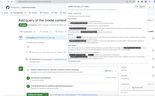 Review Pull Requests on github or Merge Requests on gitlab with Ollama using LLMs - 谷歌插件