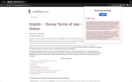 Legal RedFlag Detector - 谷歌插件