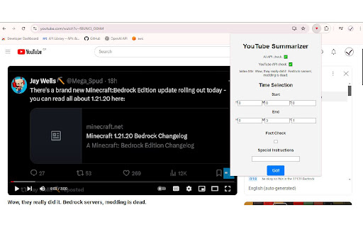 YouTube Summarizer & Analyzer Extension - 谷歌插件