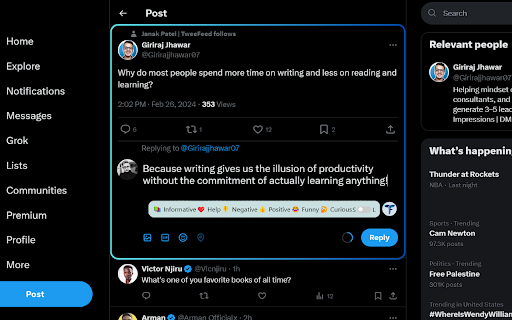 Craft Perfect Tweet Replies & DM with GPT-4 AI - 谷歌插件