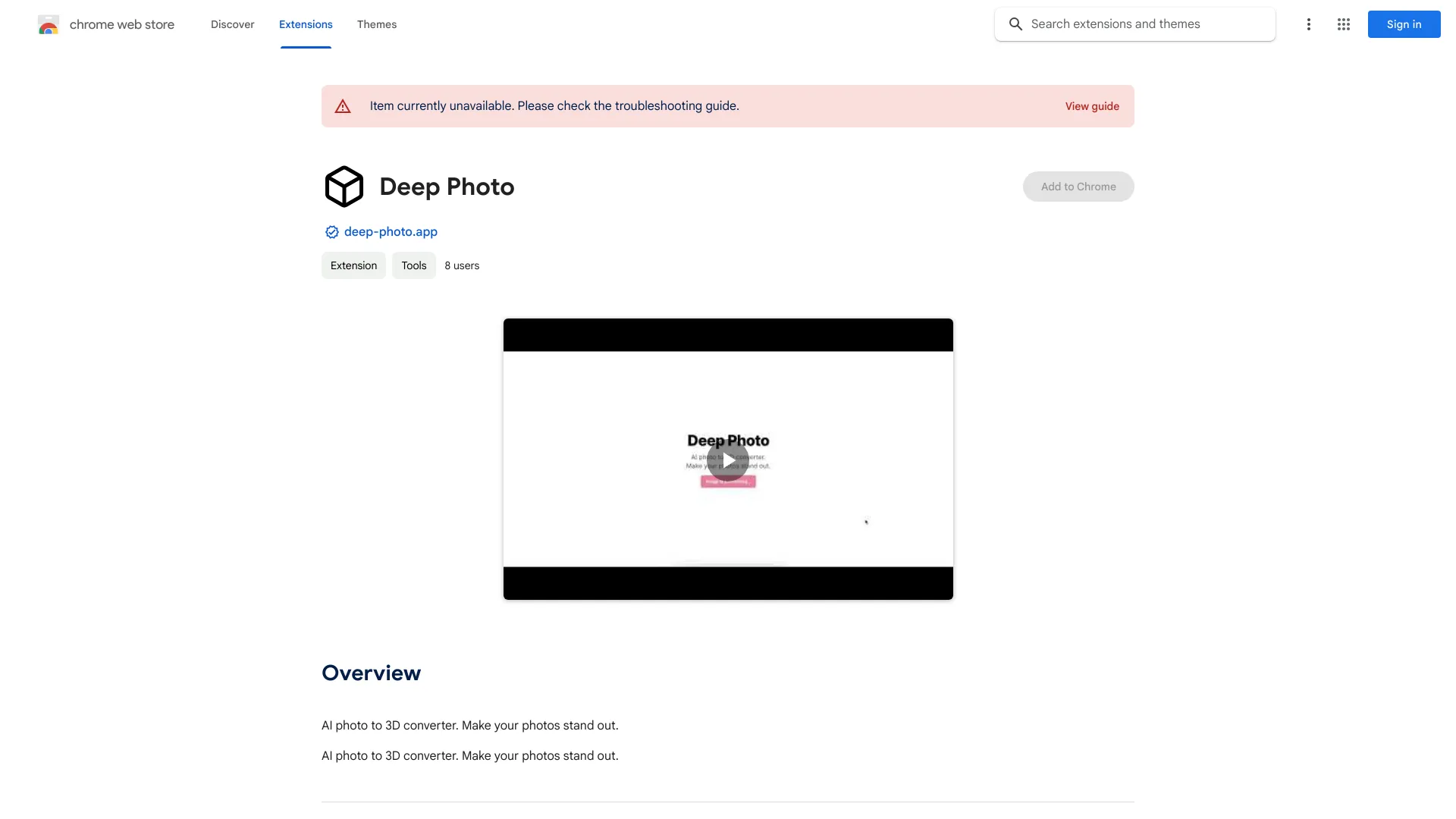 AI Photo to 3D Converter - 谷歌插件
