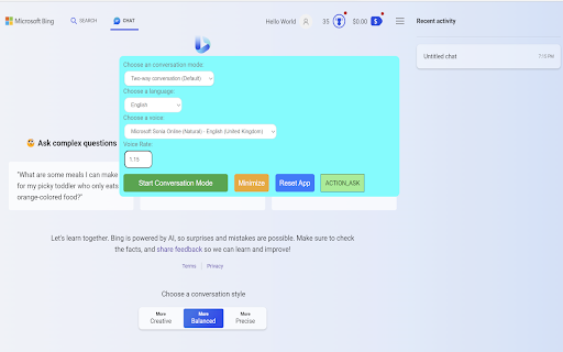 Bing AI Voice Extension - 谷歌插件