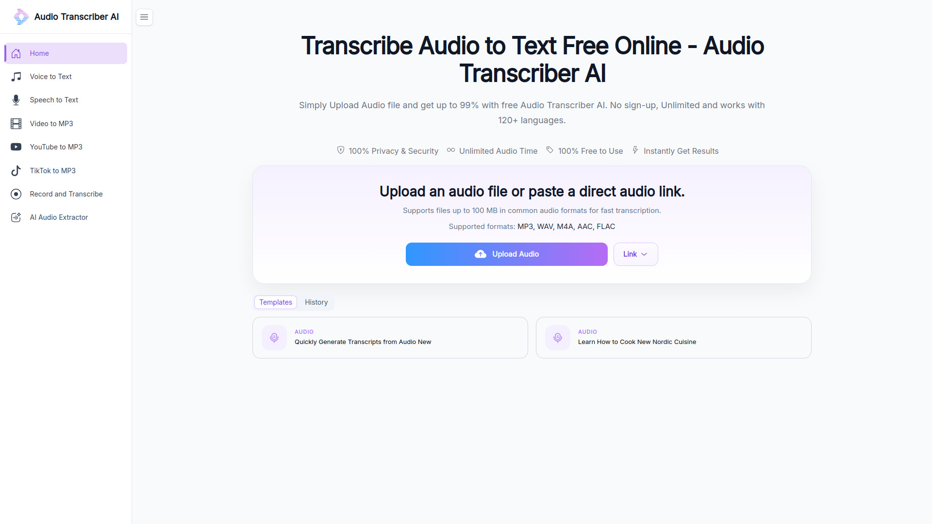 Audio Transcriber AI: Transcribe Audio to Text Free | No sign-up