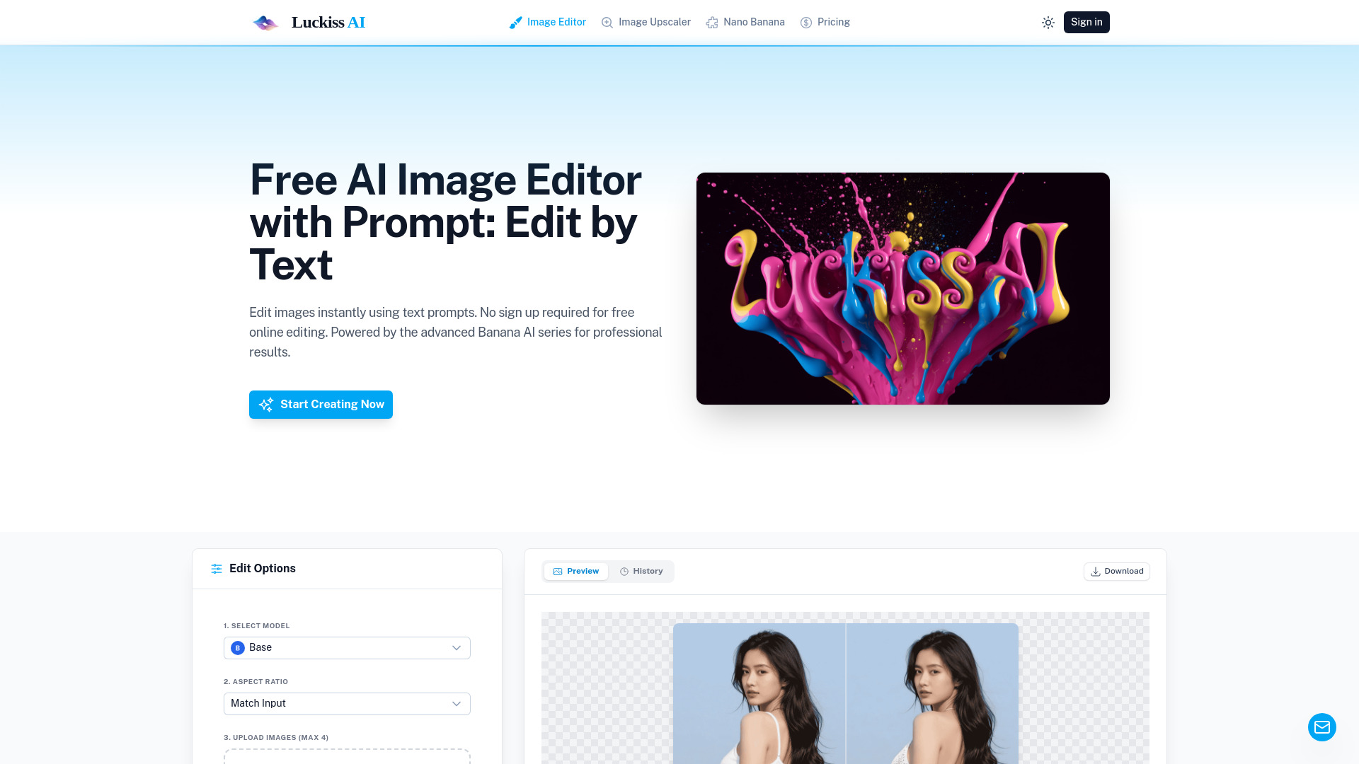 Free AI Image Editor with Prompt - Luckiss AI