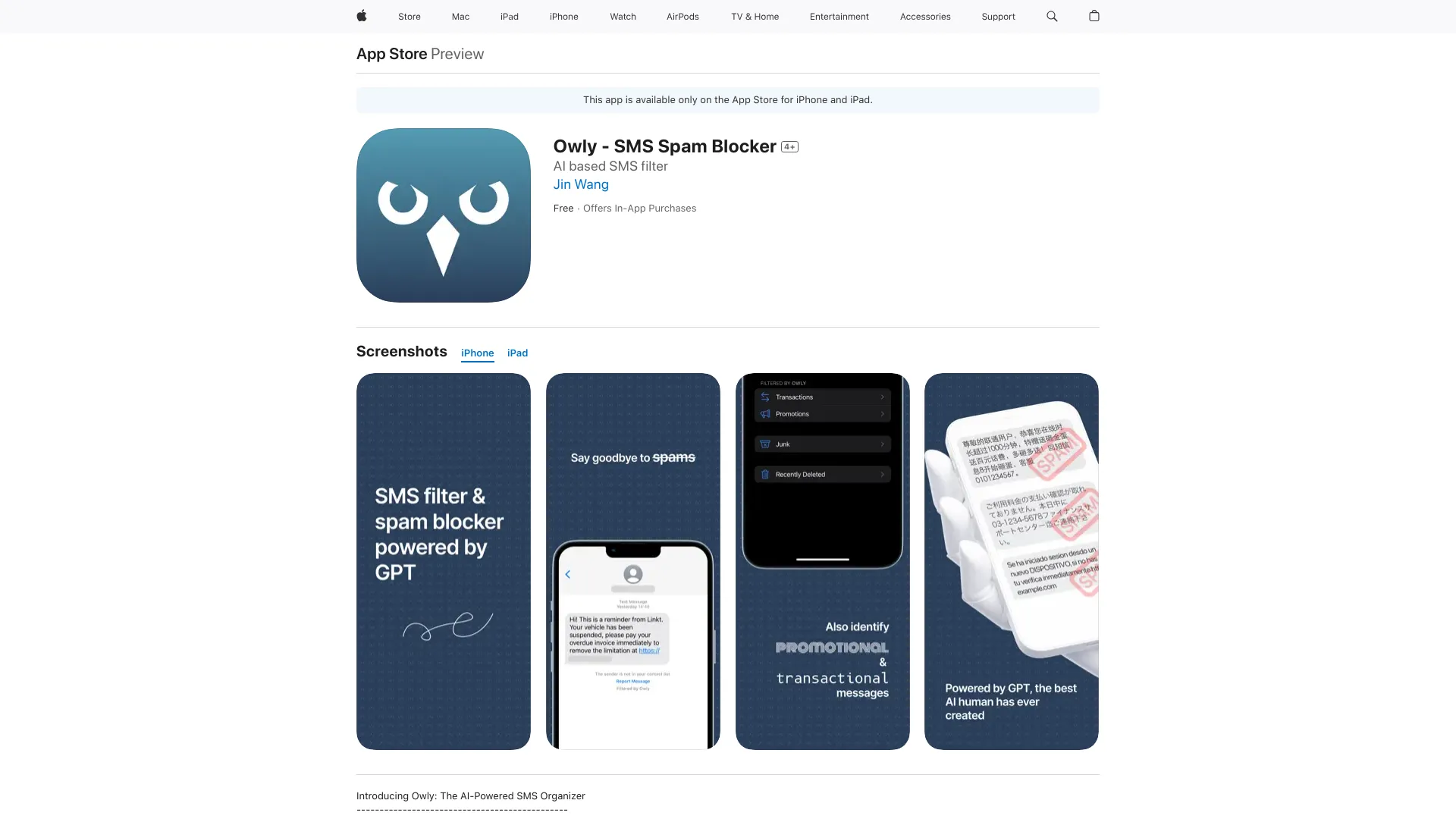 Owly - SMS Spam Blocker