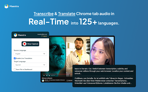 Maestra Realtime Transcription & Subtitling Extension - 谷歌插件