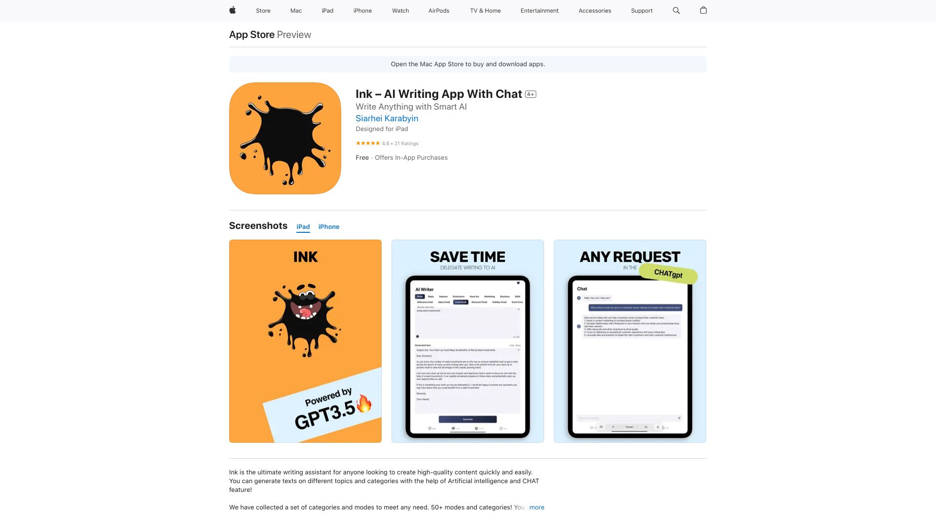 Ink – AI Writing App With Chat
