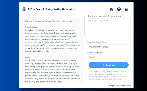 AIFreeBox Free Best AI Essay Writer Generator - 谷歌插件