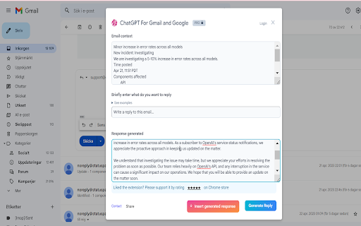 ChatGPT for Google: AI Email & Content Writer - 谷歌插件
