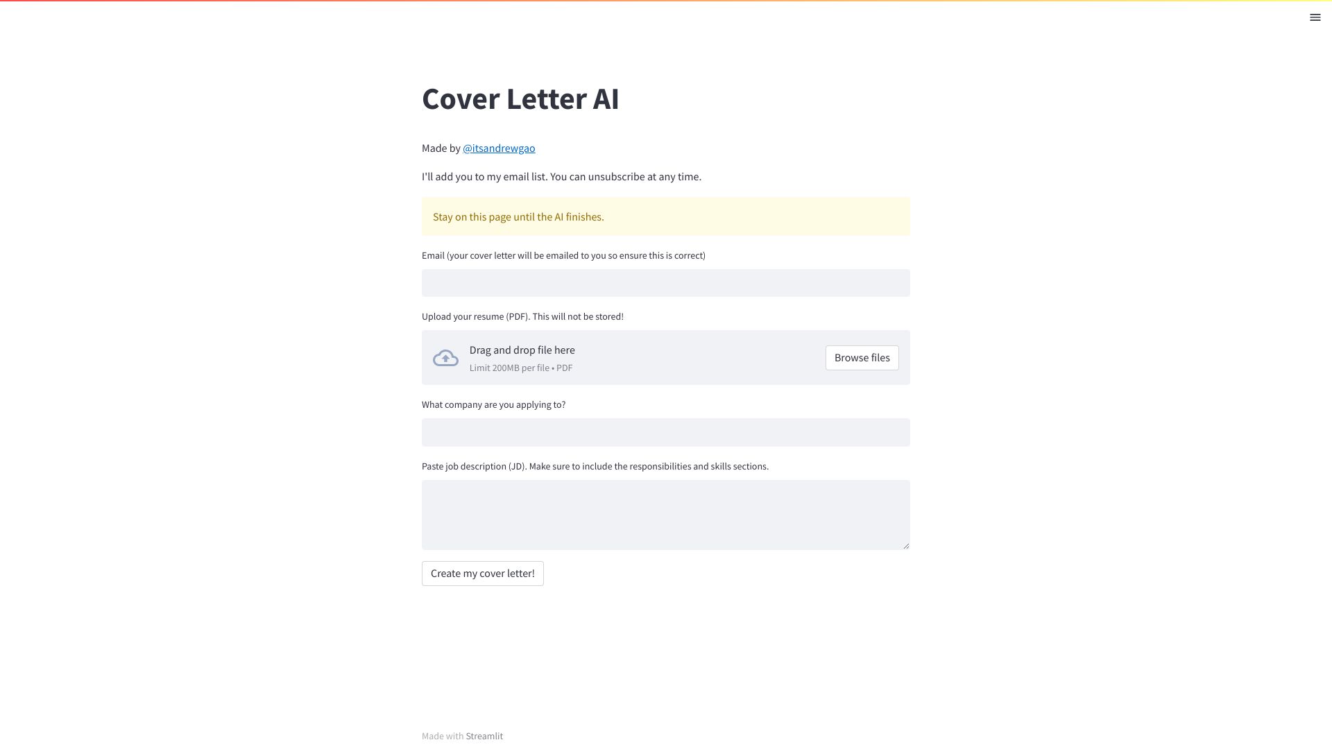 Cover Letter AI