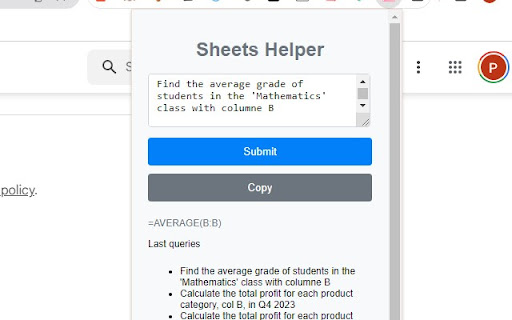 Sheets Helper - 谷歌插件