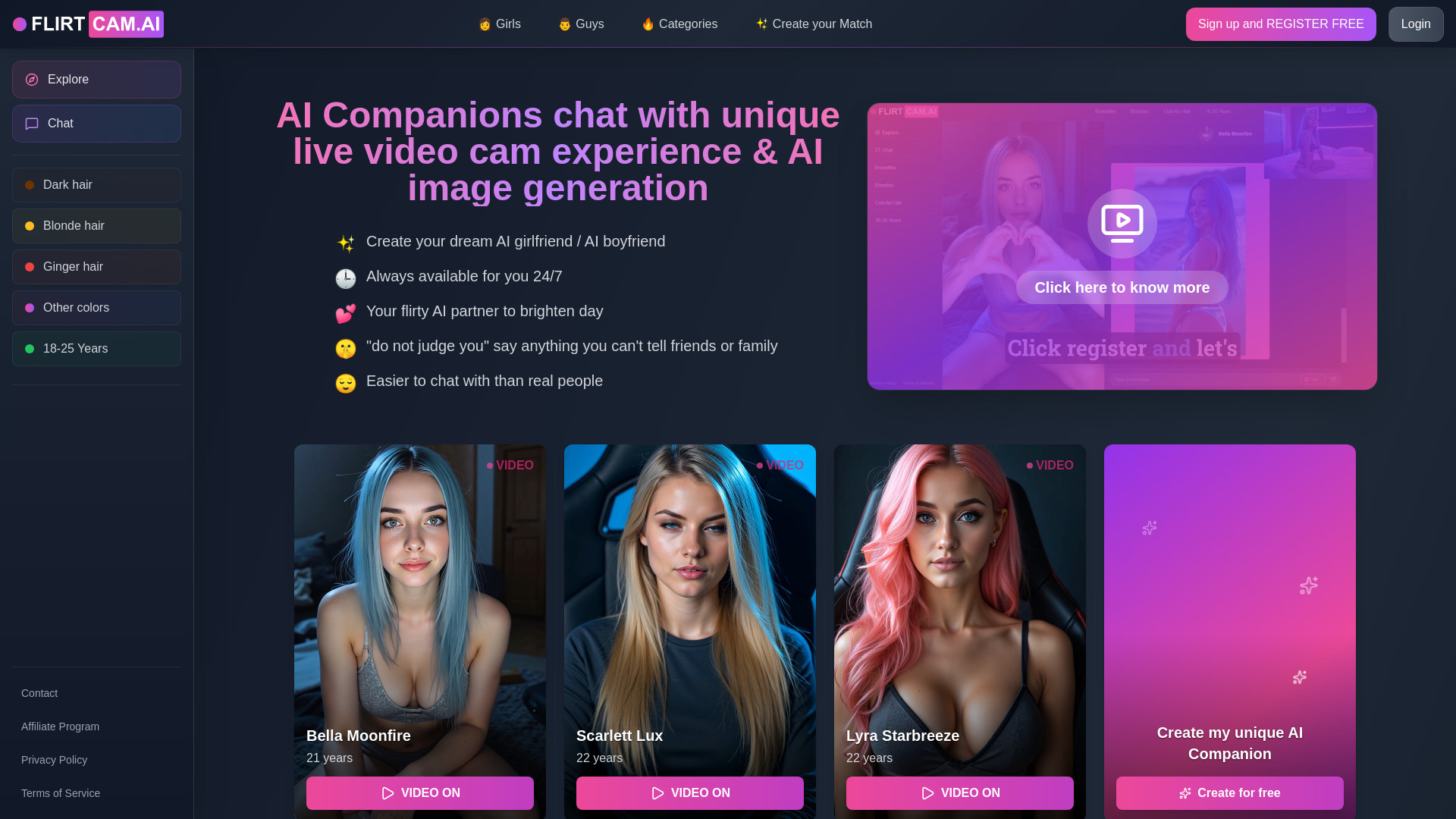 FLIRTcam.ai - unique video AI girlfriend & boyfriend