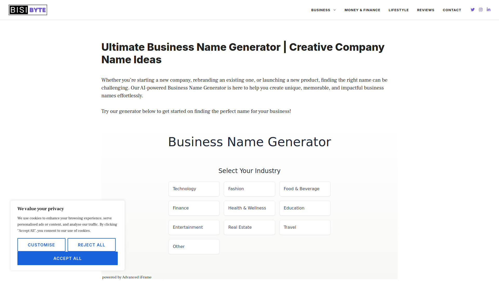 Bisibyte Business Name Generator