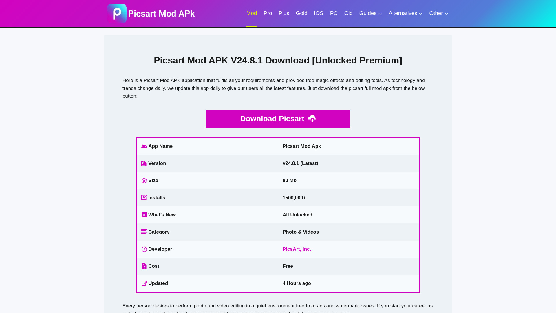 Picsart Mod APK
