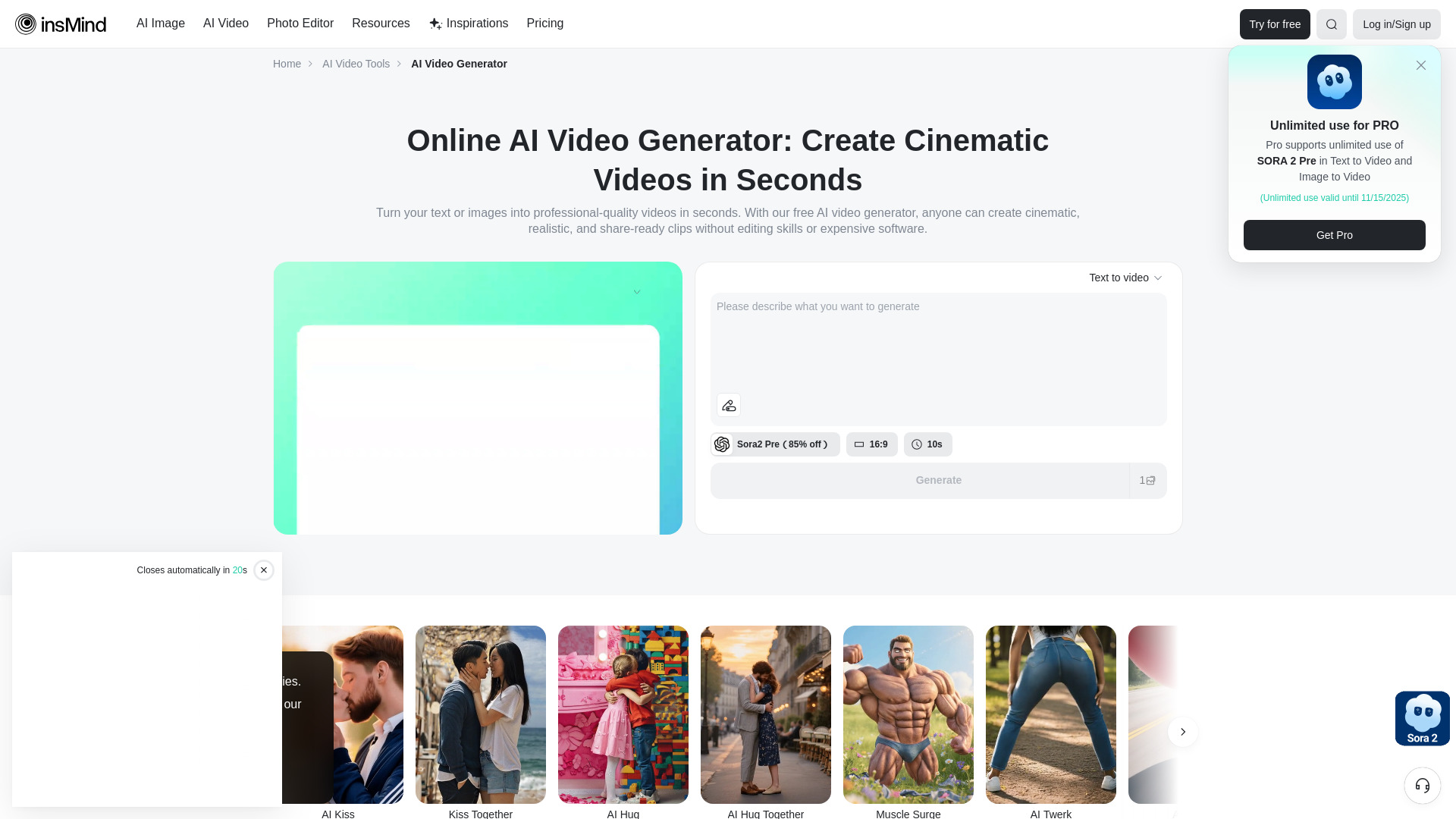 insMind AI Video Generator