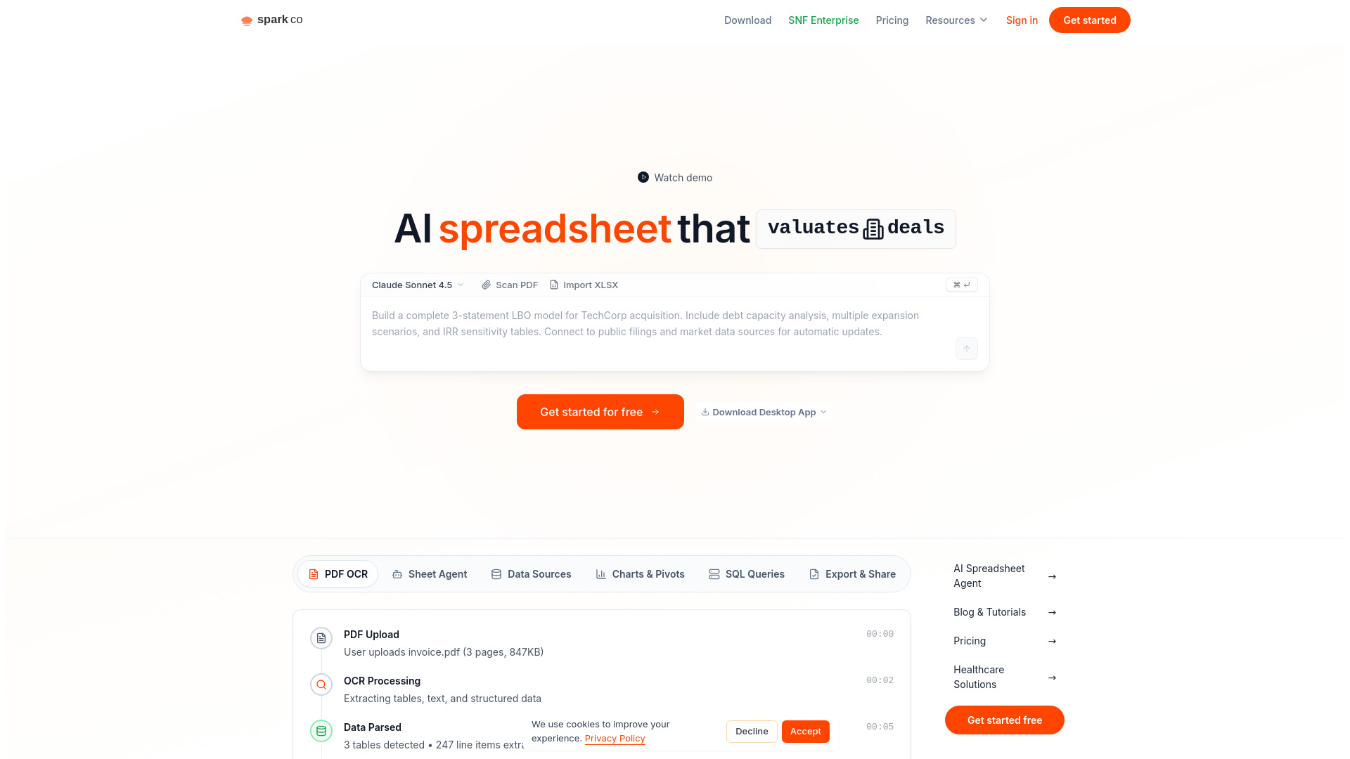 Sparkco AI Spreadsheet Agent