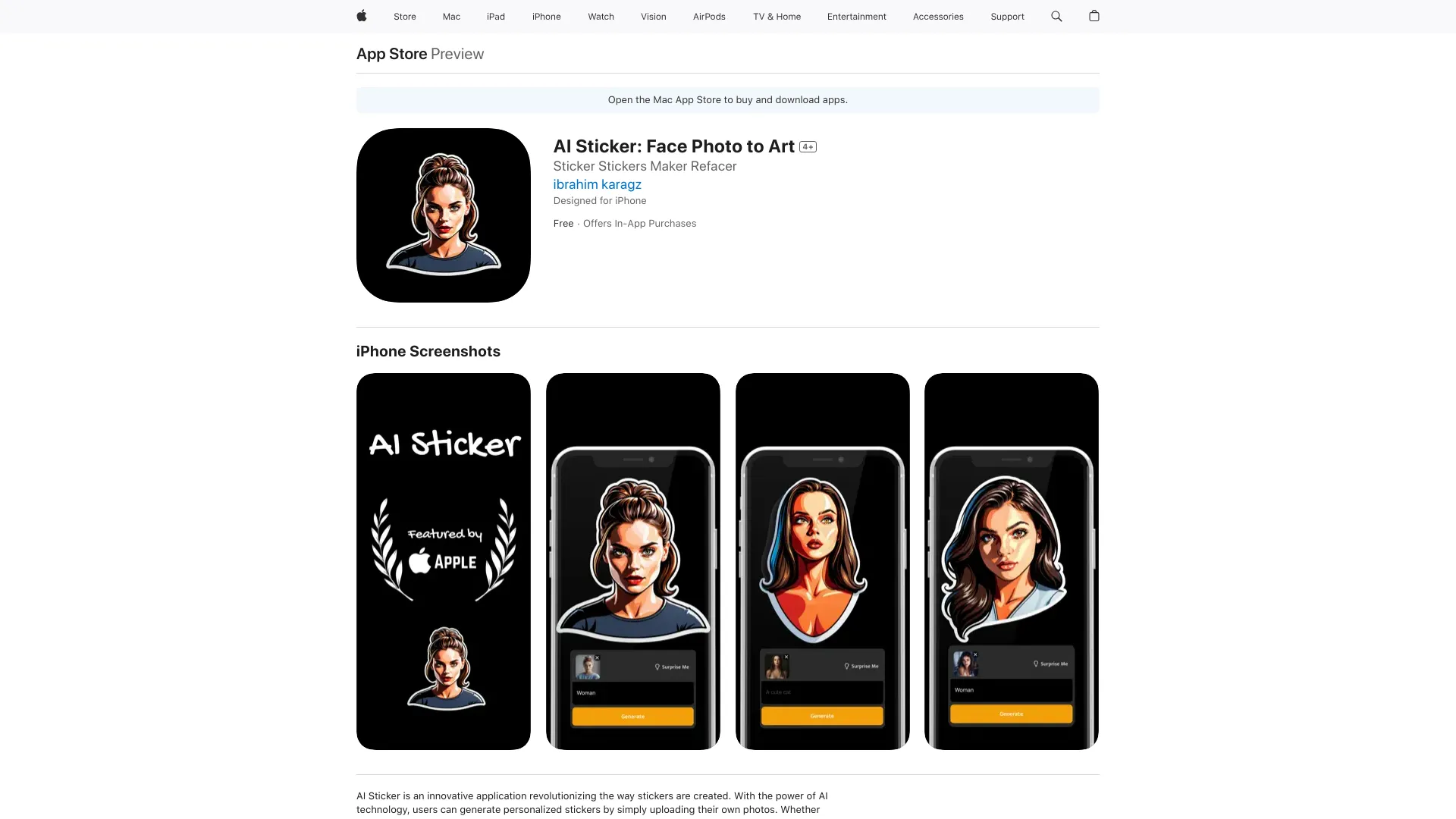 AI Sticker: Face Photo to Art