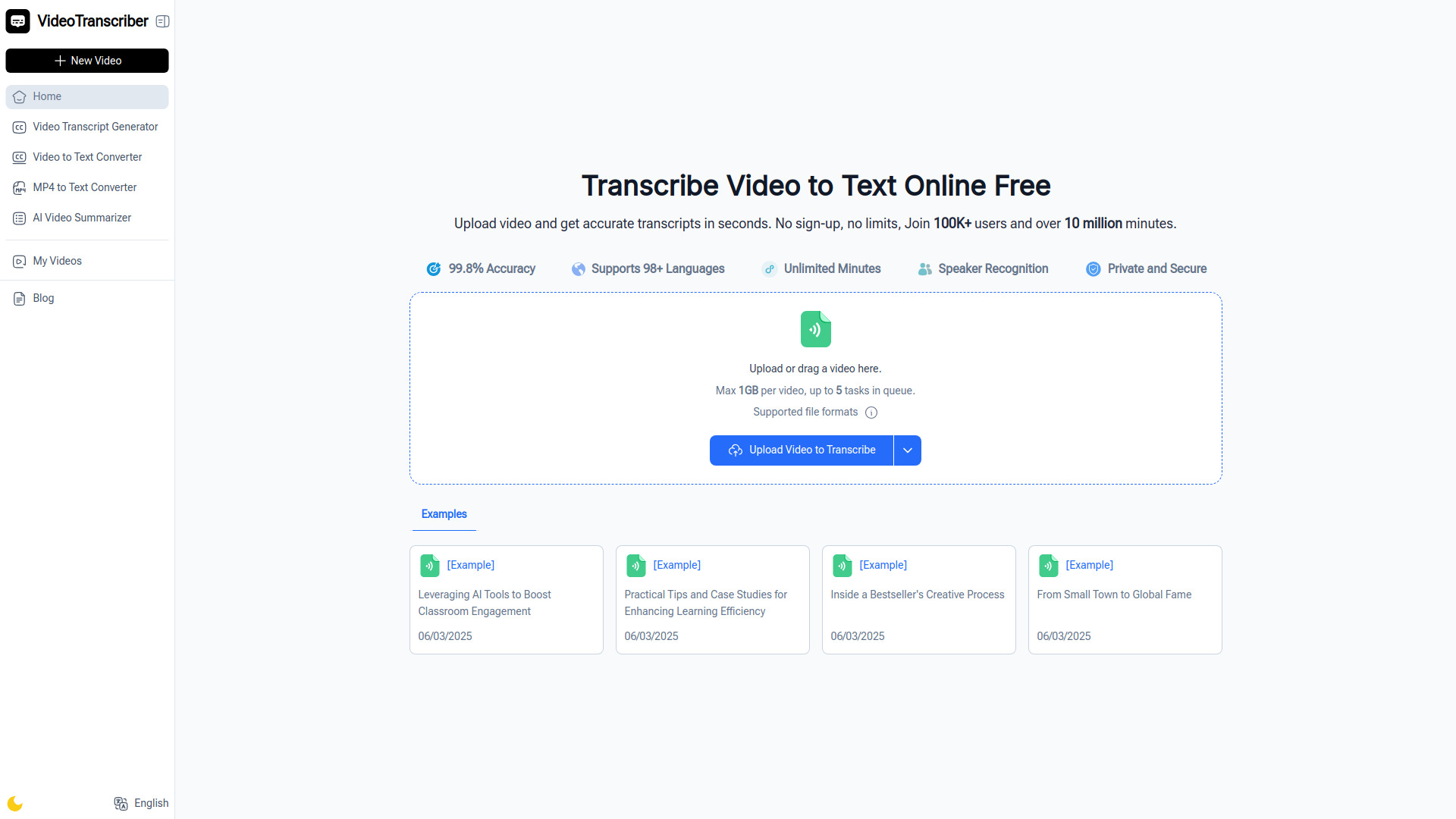 Video Transcriber AI