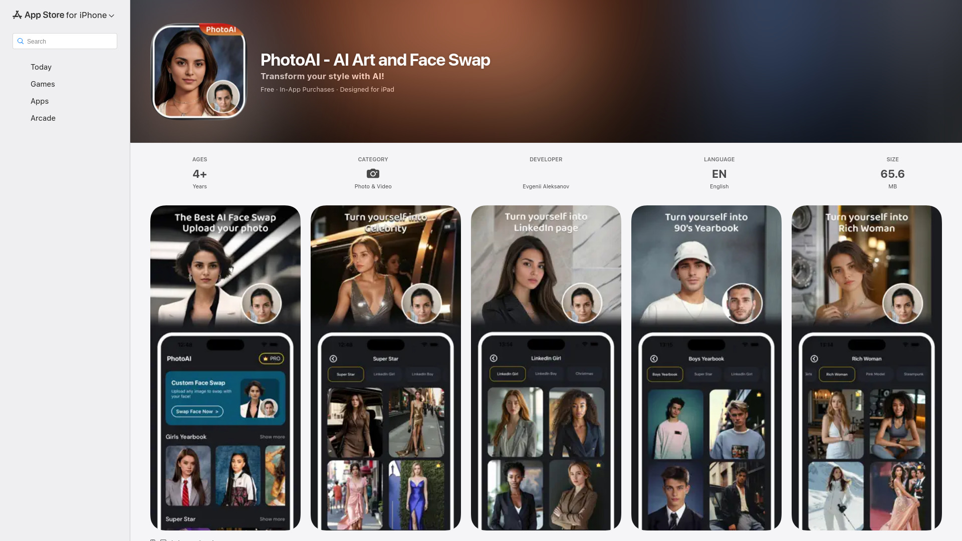 PhotoAI - AI Art and Face Swap (ios)