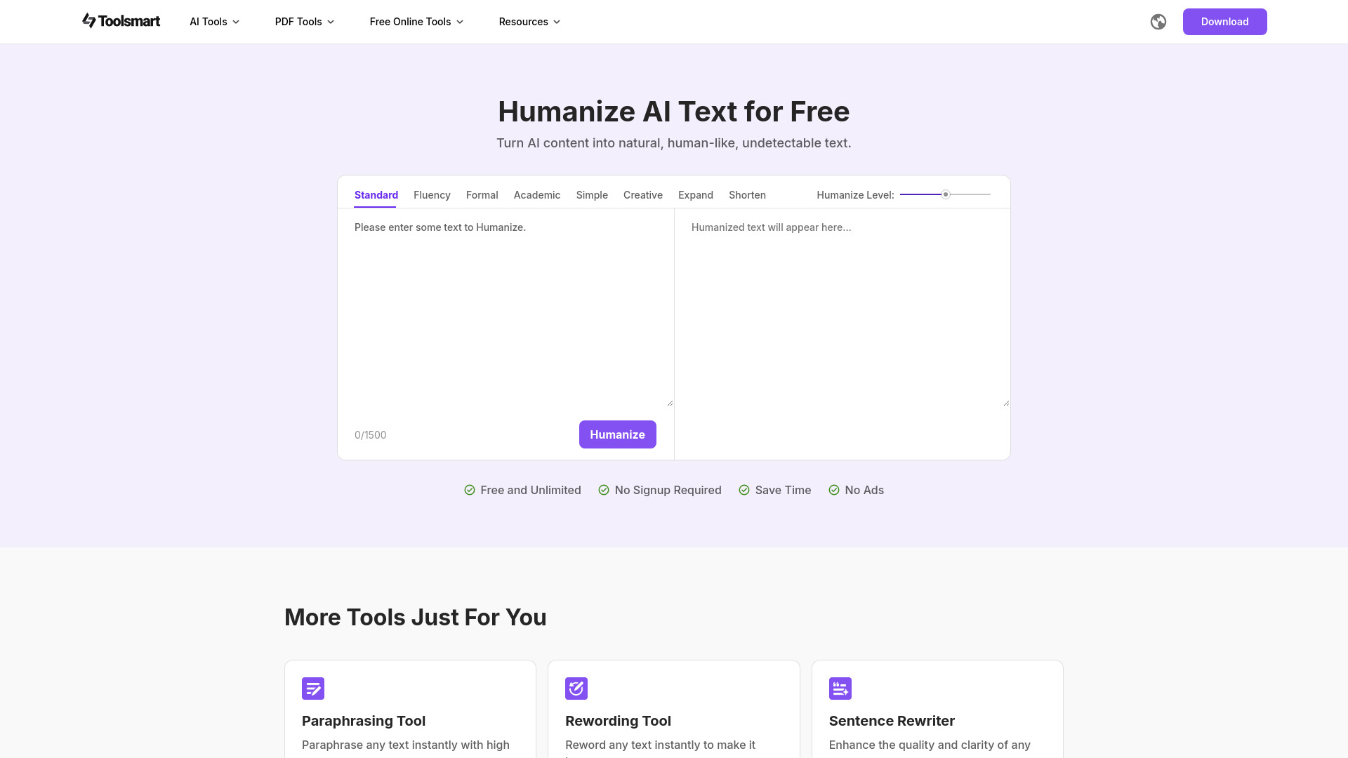 Toolsmart Free Humanize AI
