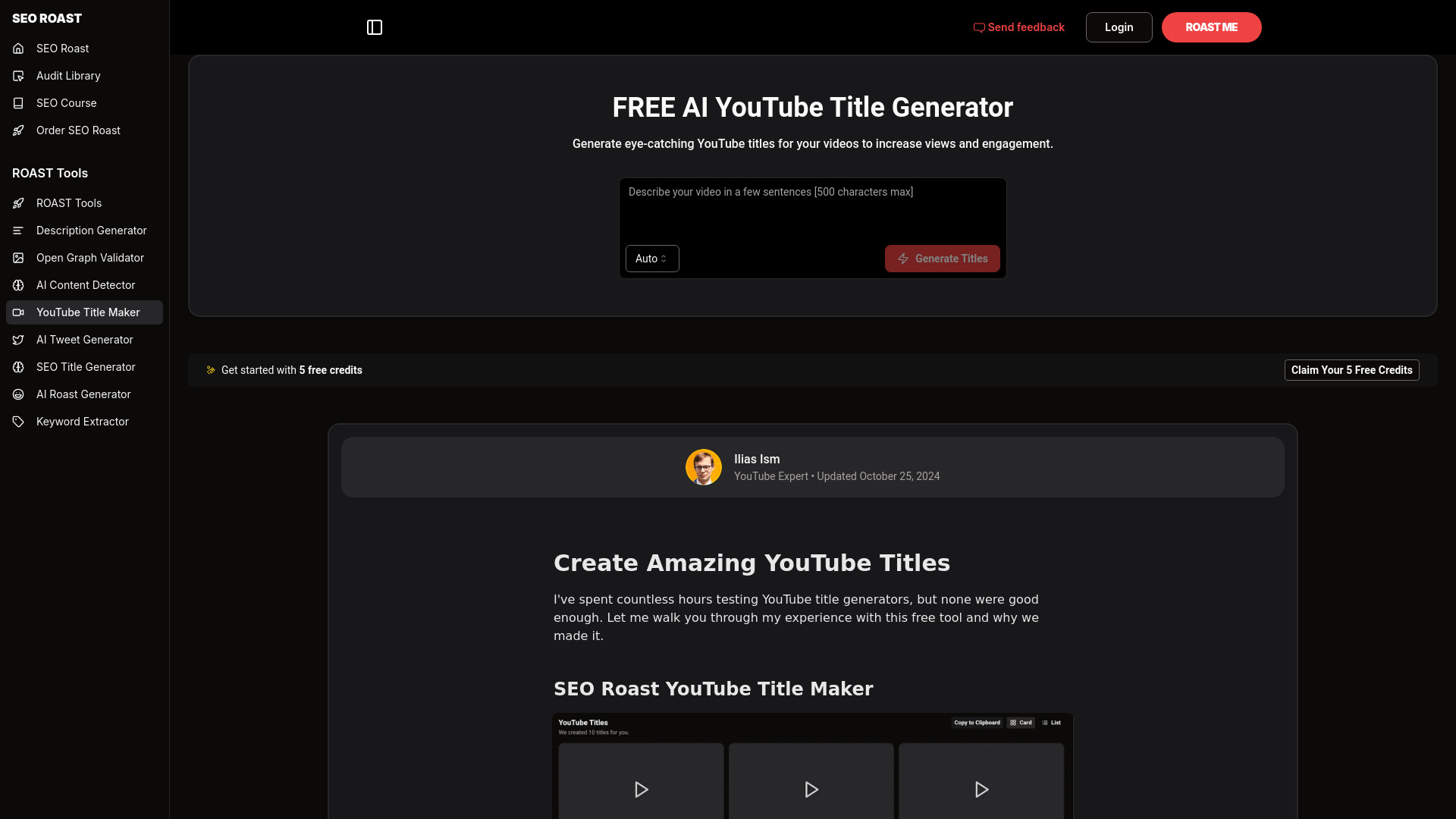 SEO Roast YouTube Title Maker