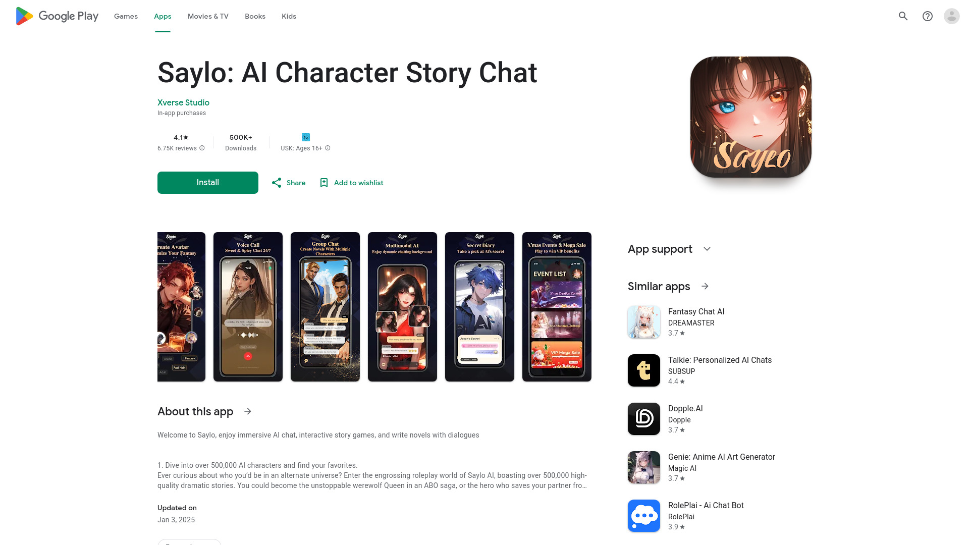 Saylo: AI Character Story Chat