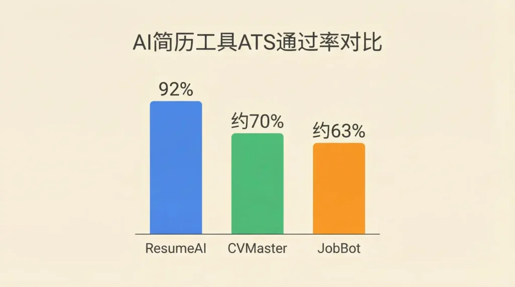 三款工具ATS通过率对比，ResumeAI领先