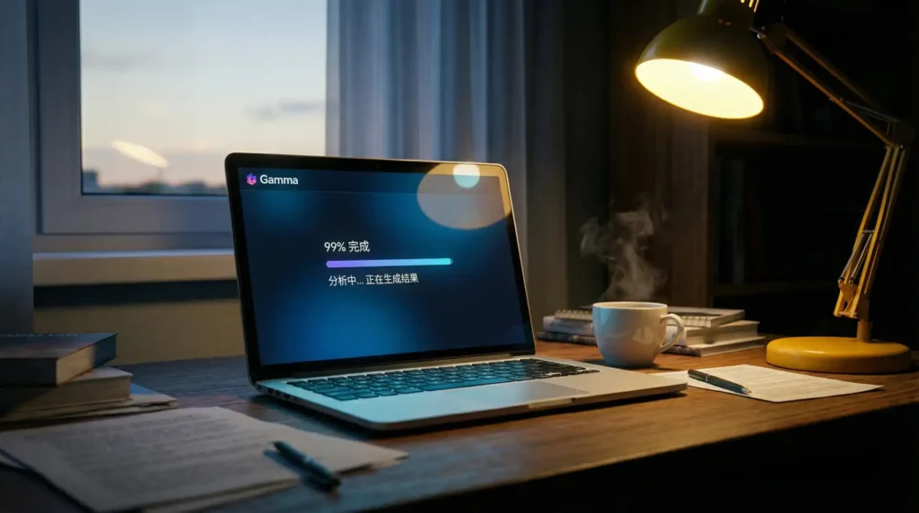深夜用Gamma生成PPT,进度条99%的紧张瞬间