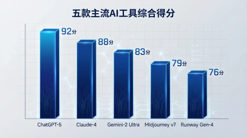 2026主流AI工具综合得分柱状图
