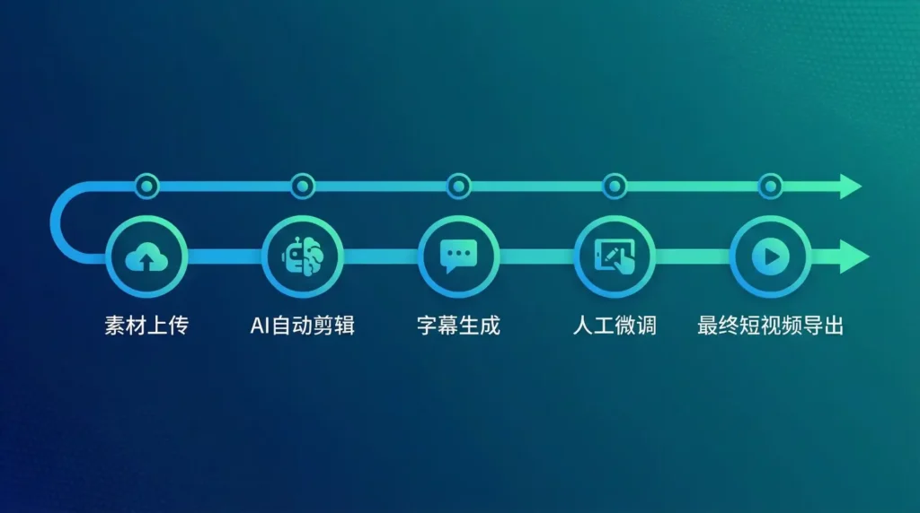Runway ML短视频制作5步流程图