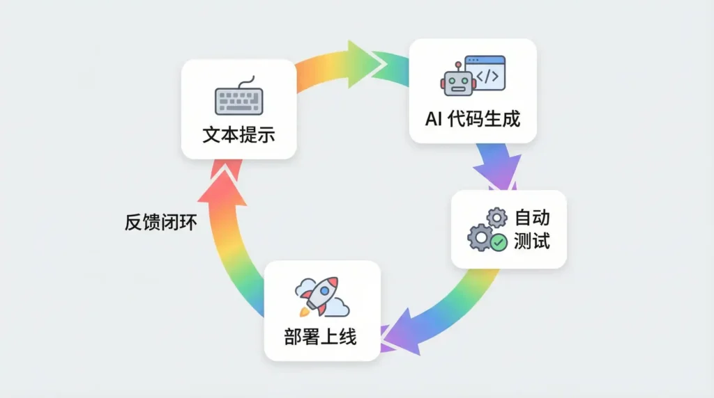 AI 代码生成到部署的闭环流程图