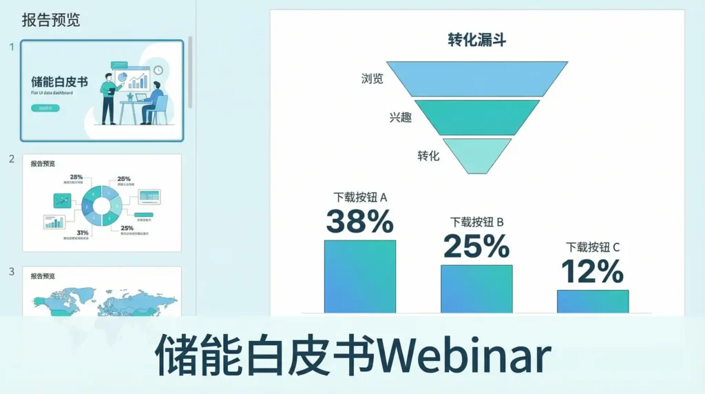 PPT内下载按钮转化率数据对比，展示不同页面位置的效果差异
